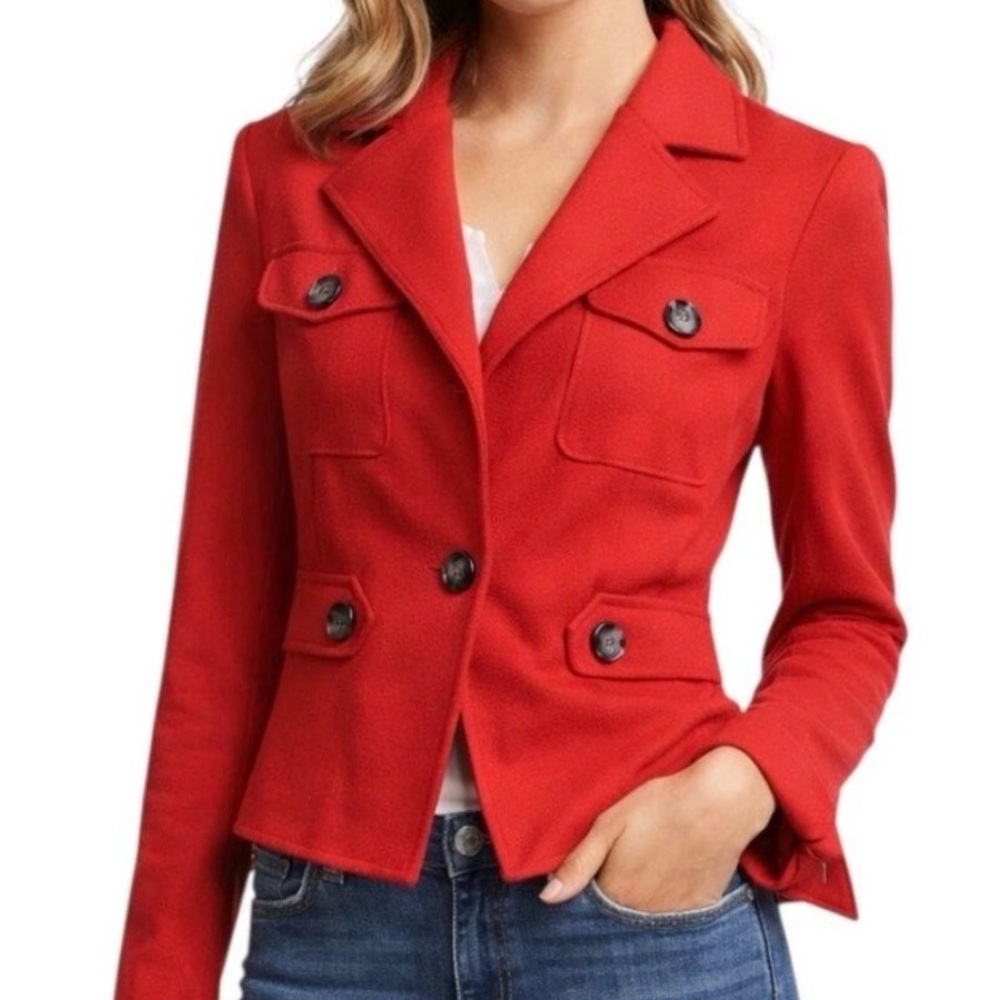 CAbi Little Red Blazer Jacket Size 4 Style #3374